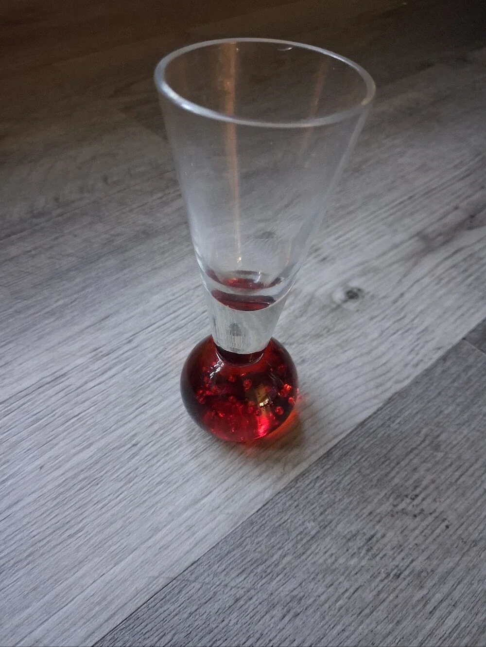 Set of 4 Stemmed Shot Glasses with Colored Bubble Bases